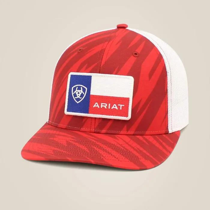 Men Hats and Caps Ariat Texas Flag Cap Red Stripe