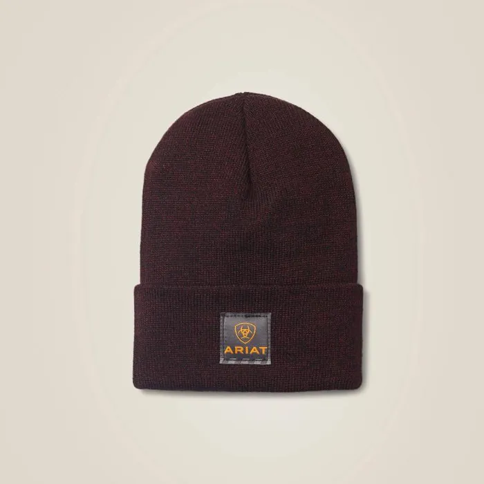 Men Hats and Caps Ariat Watch Cap Burgundyblack