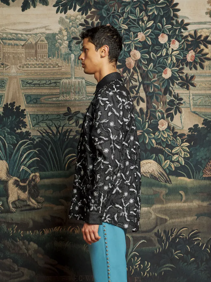 Men Honeycomb Denim Over Shirt Graphite Sister Jane Shirts