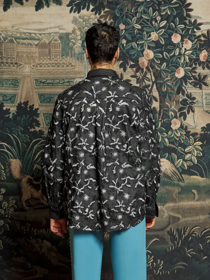 Men Honeycomb Denim Over Shirt Graphite Sister Jane Shirts
