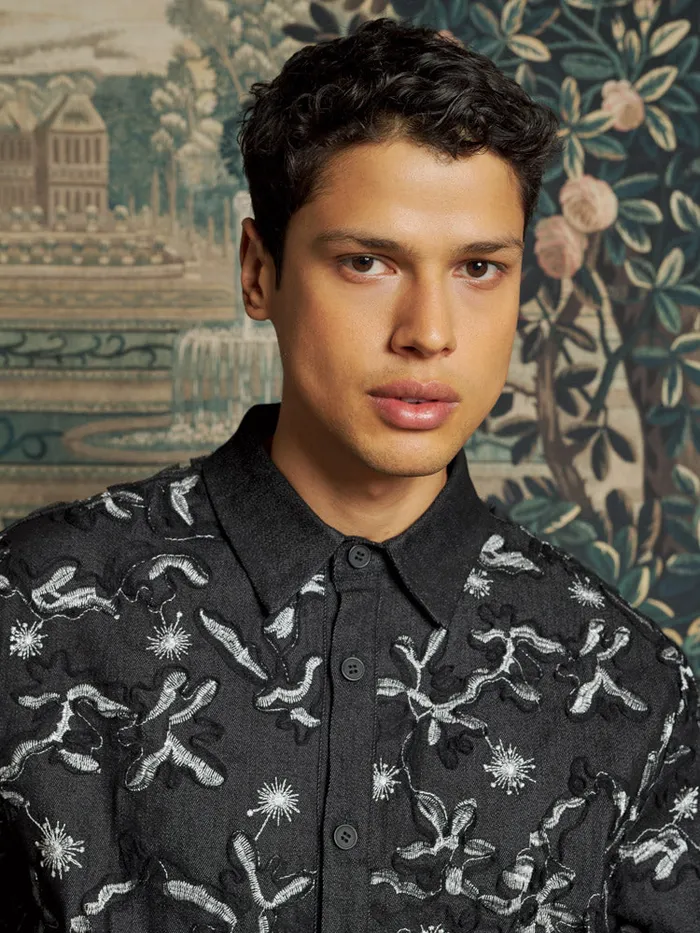 Men Honeycomb Denim Over Shirt Graphite Sister Jane Shirts