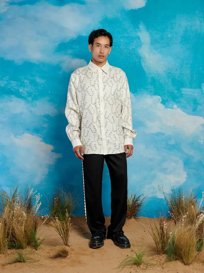 Men Honeycomb Printed Shirt Vintage Cream Sister Jane Shirts