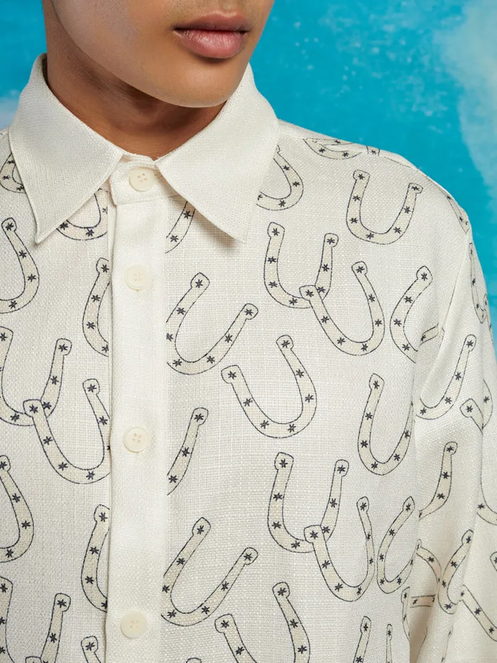 Men Honeycomb Printed Shirt Vintage Cream Sister Jane Shirts