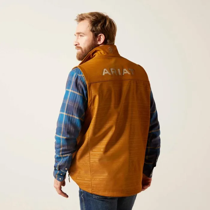 Men Jackets and Vests Ariat Logo 20 Softshell Vest Chestnut Embossed