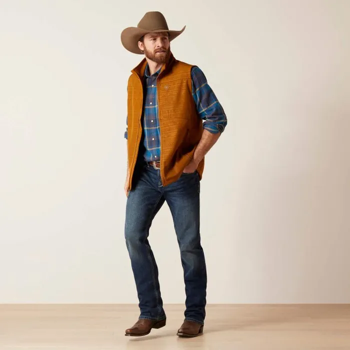 Men Jackets and Vests Ariat Logo 20 Softshell Vest Chestnut Embossed
