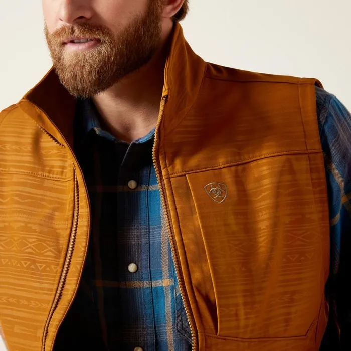 Men Jackets and Vests Ariat Logo 20 Softshell Vest Chestnut Embossed