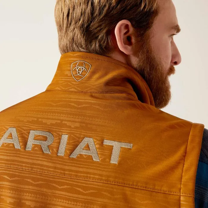 Men Jackets and Vests Ariat Logo 20 Softshell Vest Chestnut Embossed