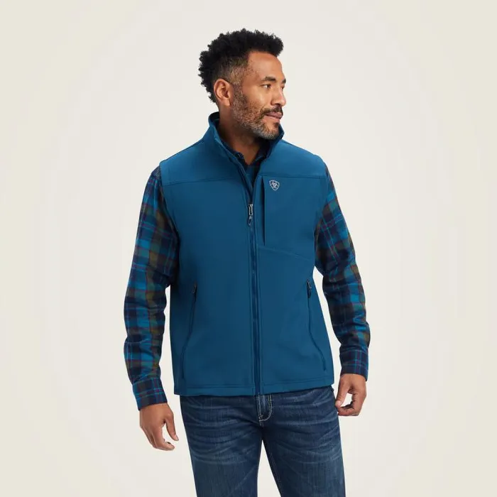 Men Jackets and Vests Ariat Logo 20 Softshell Vest Majolica Blue