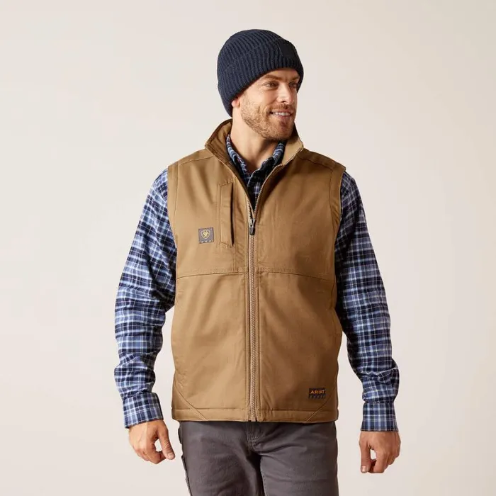 Men Jackets and Vests Ariat Rebar DuraCanvas Vest Field Khaki