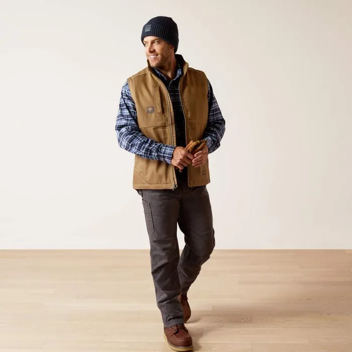 Men Jackets and Vests Ariat Rebar DuraCanvas Vest Field Khaki