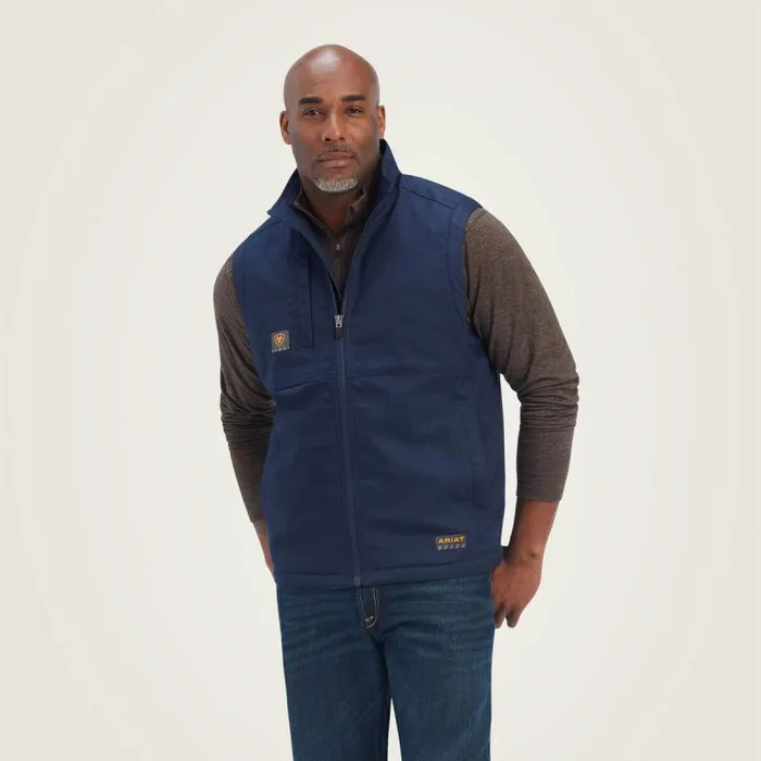 Men Jackets and Vests Ariat Rebar DuraCanvas Vest Navy