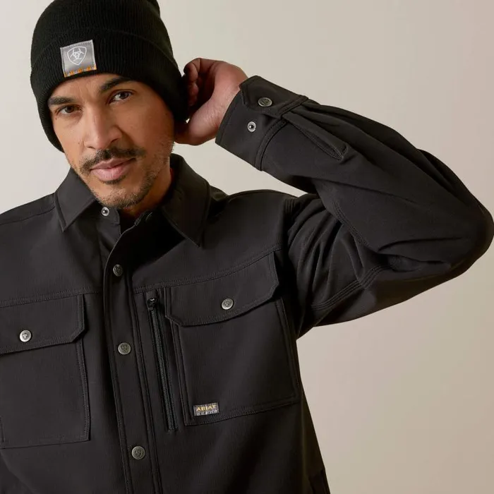 Men Jackets and Vests Ariat Rebar DuraStretch Utility Softshell Shirt Jacket Black Men Jackets and Vests Ariat Rebar DuraStretch Utility Softshell Shirt Jacket Black