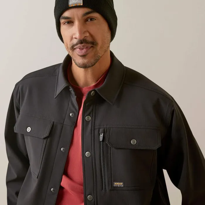 Men Jackets and Vests Ariat Rebar DuraStretch Utility Softshell Shirt Jacket Black Men Jackets and Vests Ariat Rebar DuraStretch Utility Softshell Shirt Jacket Black