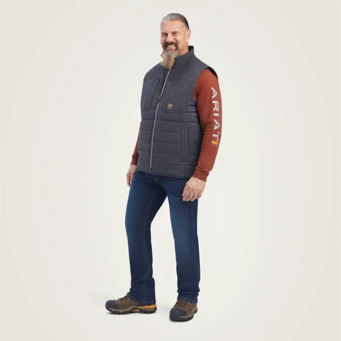 Men Jackets and Vests Ariat Rebar Valiant Stretch Canvas Water Resistant Insulated Vest Charcoal Heather Men Jackets and Vests Ariat Rebar Valiant Stretch Canvas Water Resistant Insulated Vest Charcoal Heather