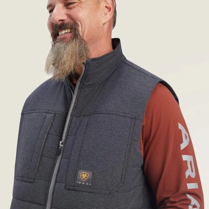 Men Jackets and Vests Ariat Rebar Valiant Stretch Canvas Water Resistant Insulated Vest Charcoal Heather Men Jackets and Vests Ariat Rebar Valiant Stretch Canvas Water Resistant Insulated Vest Charcoal Heather