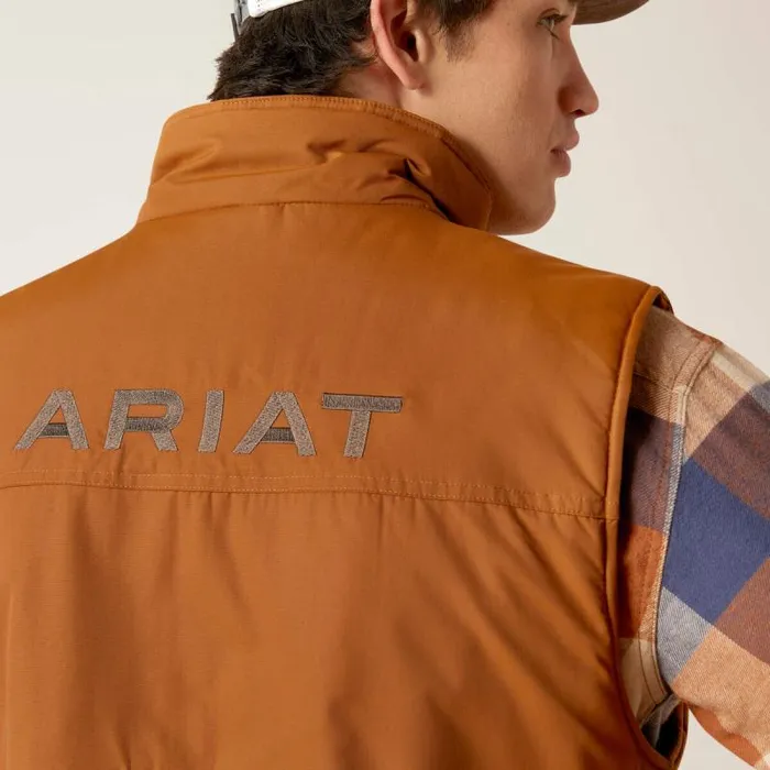 Men Jackets and Vests Ariat Team Logo Insulated Vest Chestnut Men Jackets and Vests Ariat Team Logo Insulated Vest Chestnut