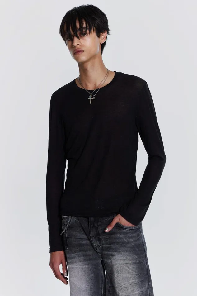 Men Jaded London Basics Black Mist Long Sleeve
