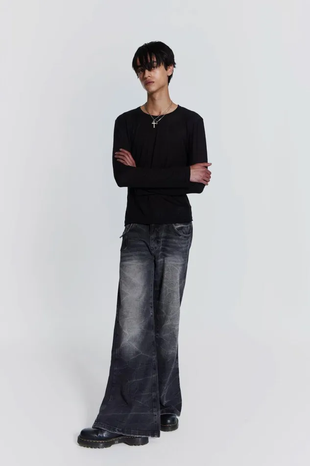 Men Jaded London Basics Black Mist Long Sleeve