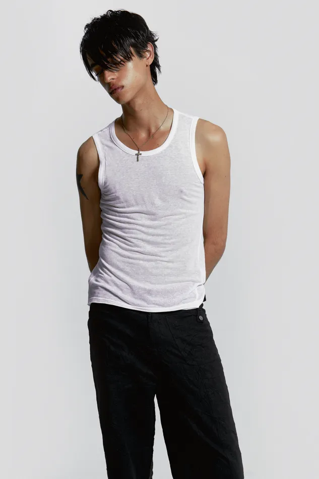 Men Jaded London Basics White Mist Vest