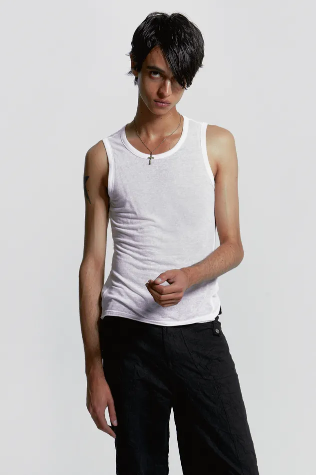 Men Jaded London Basics White Mist Vest