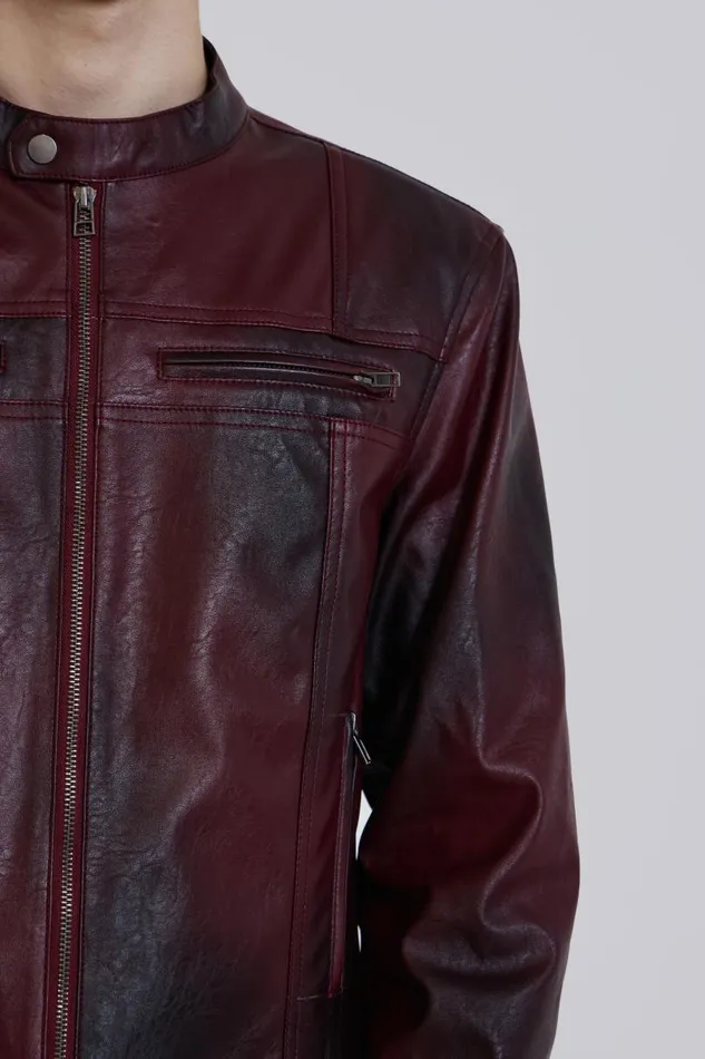 Men Jaded London Denim and Jeans Oxblood Piston Jacket