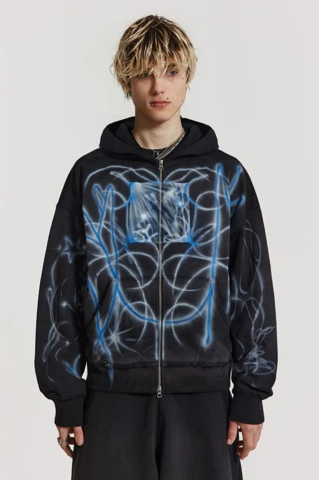Men Jaded London Hoodies and Sweatshirts Light Across The Water Zip Up Hoodie