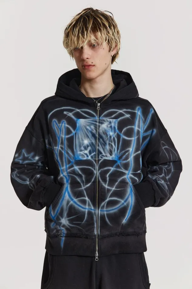 Men Jaded London Hoodies and Sweatshirts Light Across The Water Zip Up Hoodie
