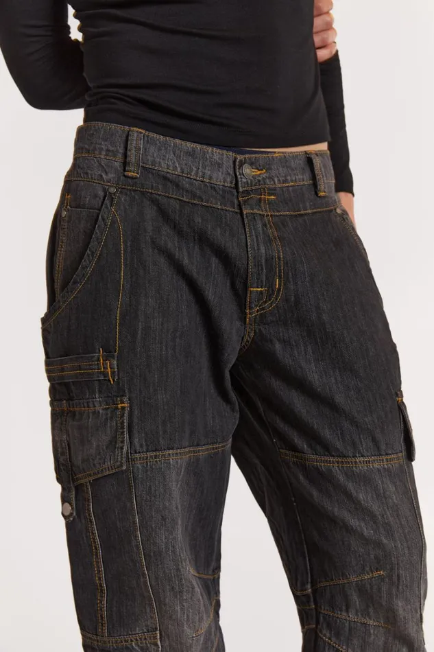 Men Jaded London Jeans Black Millennium Cargo Jeans