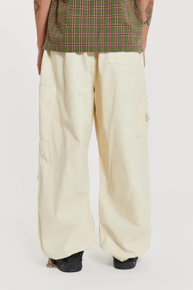 Men Jaded London Parachute Pants Ecru Parachute Cargo Pants