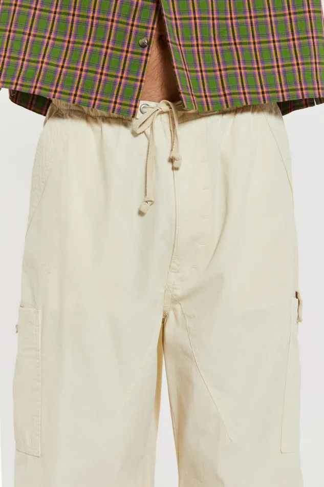 Men Jaded London Parachute Pants Ecru Parachute Cargo Pants