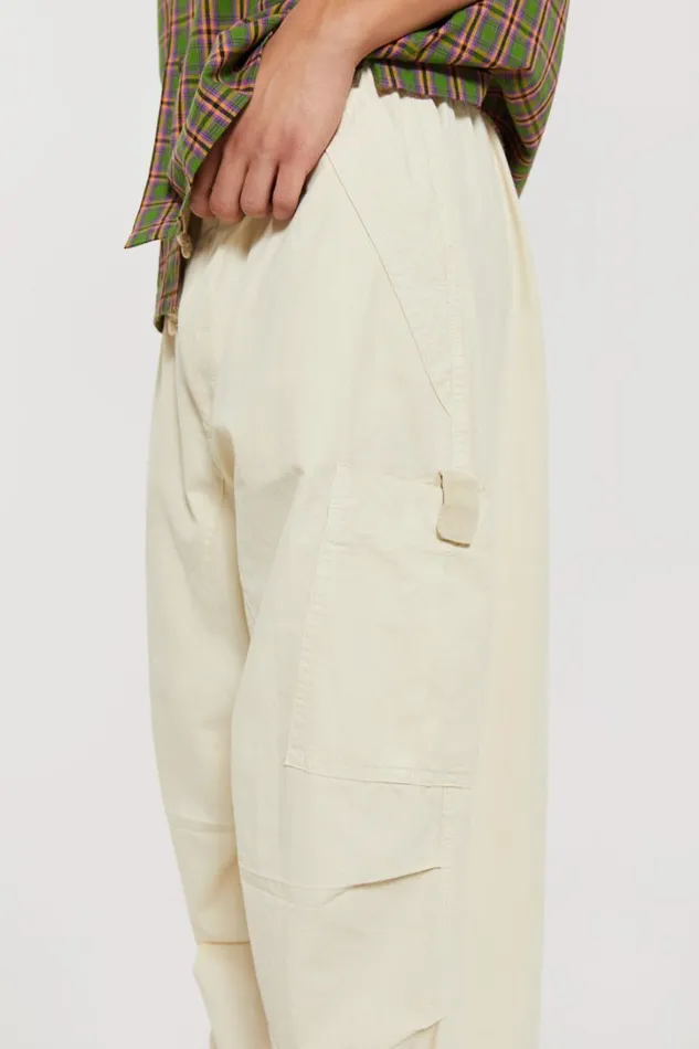Men Jaded London Parachute Pants Ecru Parachute Cargo Pants