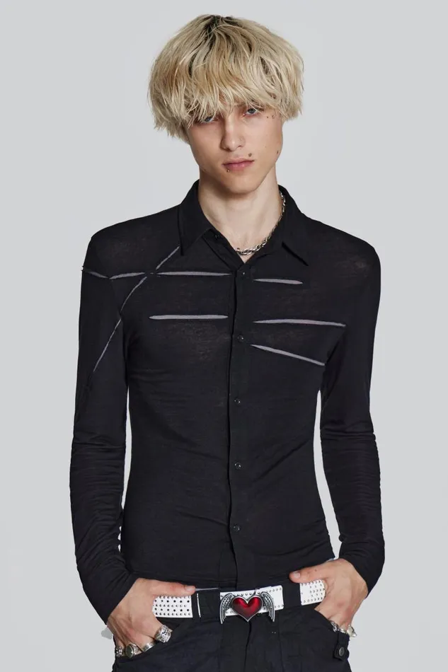 Men Jaded London Shirts Black Rift Shirt
