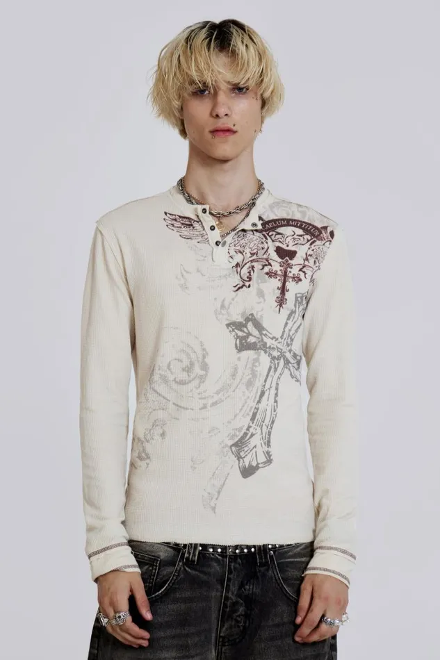 Men Jaded London TShirts Sanctified Waffle Henley
