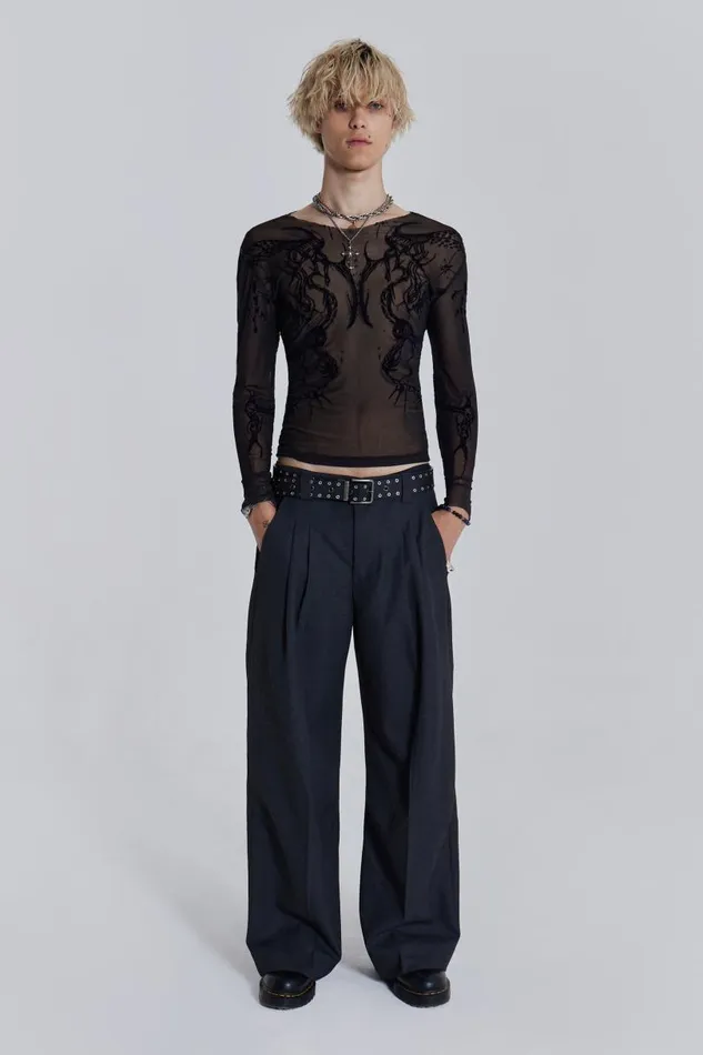 Men Jaded London TShirts Wings Mesh Top