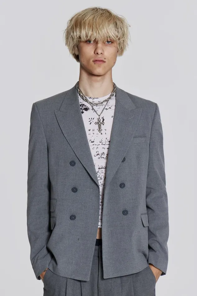 Men Jaded London Tailoring Grey Goliath Blazer