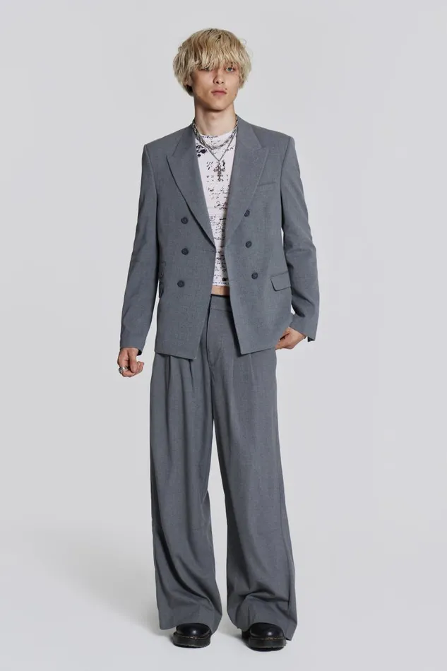 Men Jaded London Tailoring Grey Goliath Blazer