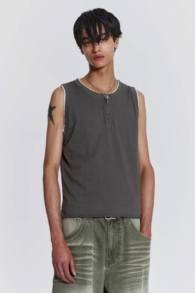 Men Jaded London Vests Troupe Layered Tank
