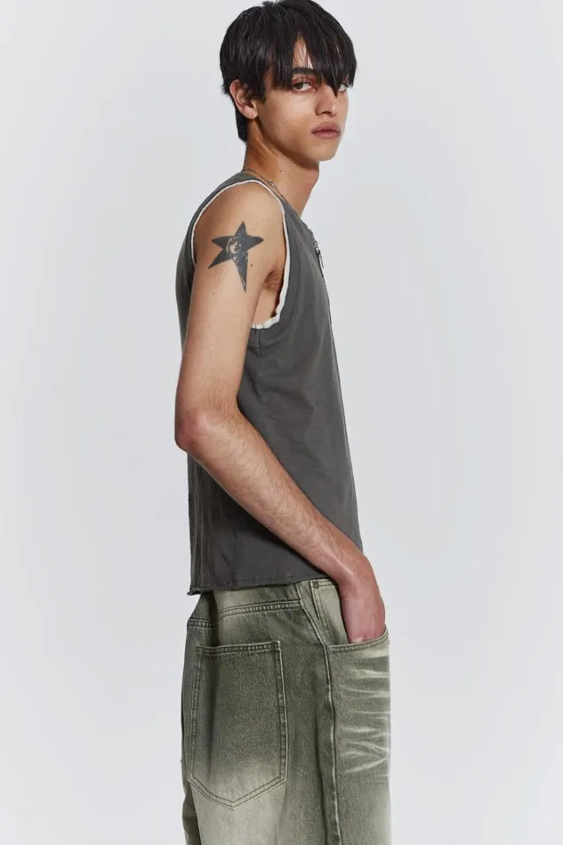 Men Jaded London Vests Troupe Layered Tank