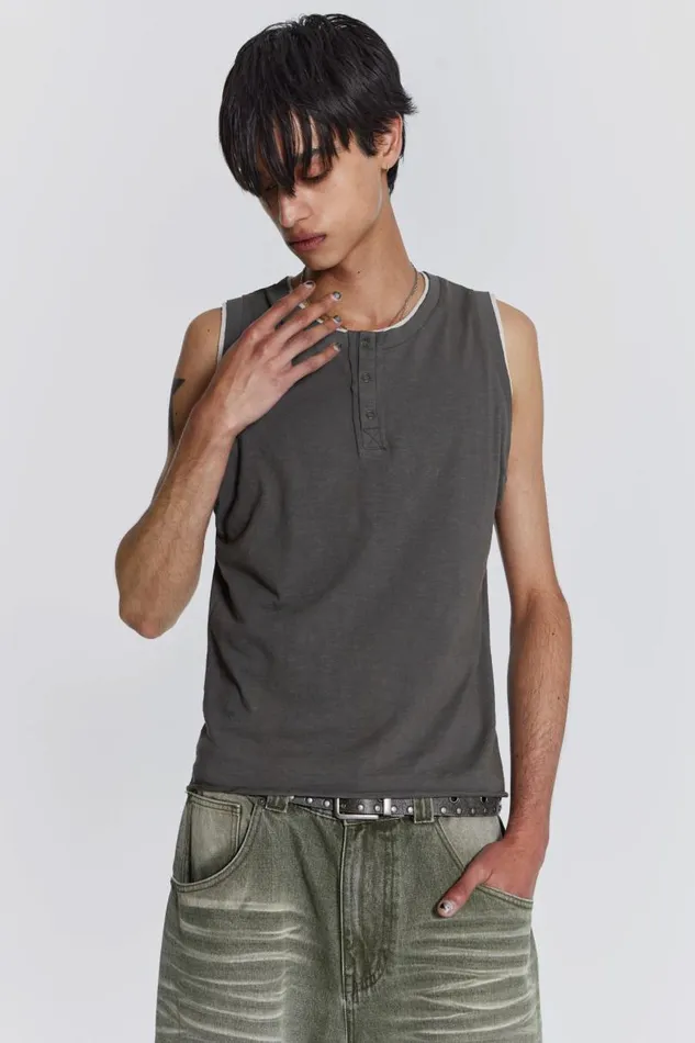 Men Jaded London Vests Troupe Layered Tank