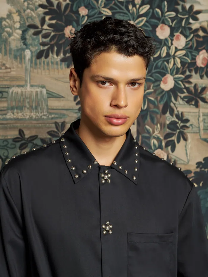 Men Jean Studded Shirt Coal Black Sister Jane Shirts