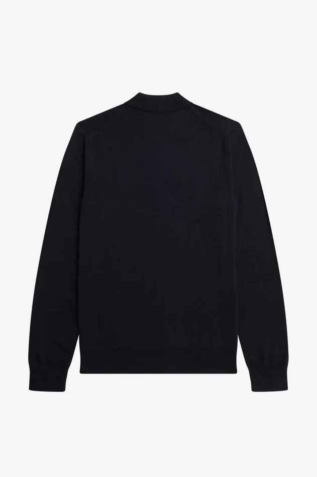 Men Knitwear Fred Perry Long Sleeve Knitted Shirt Navy