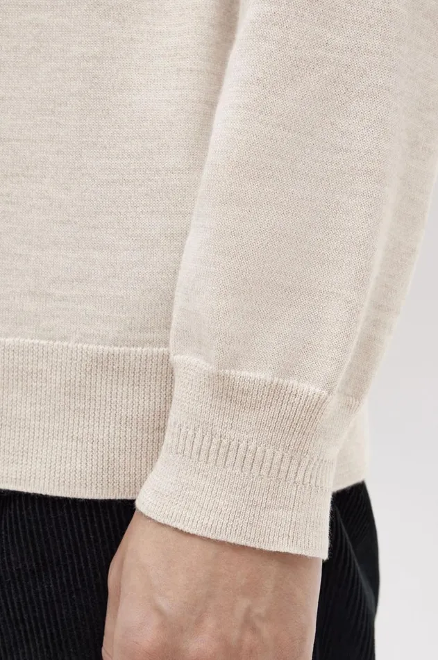 Men Knitwear Fred Perry Long Sleeve Knitted Shirt Porridge Marl