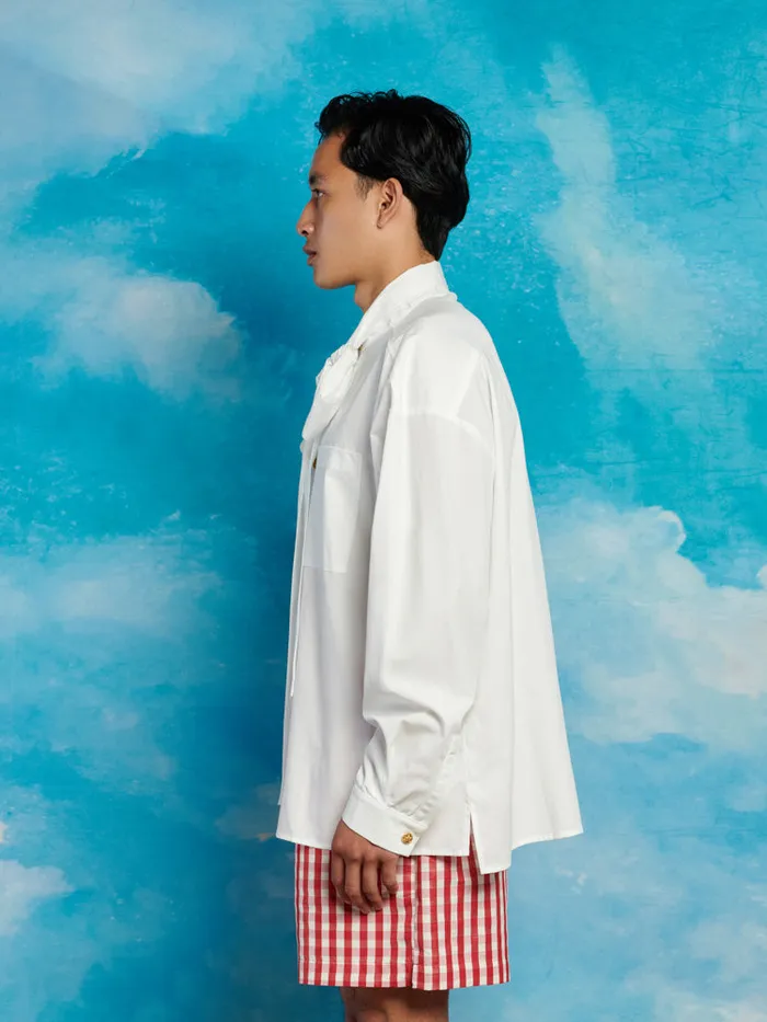 Men Lincoln Neck Tie Shirt Pearled White Sister Jane Shirts