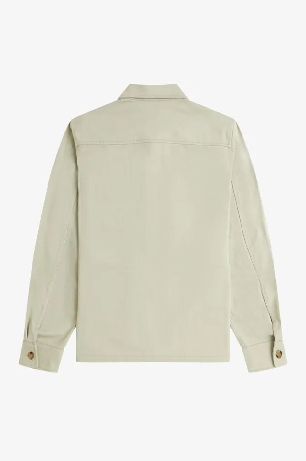 Men Overshirts Fred Perry Twill Zip Through Overshirt Light Oyster
