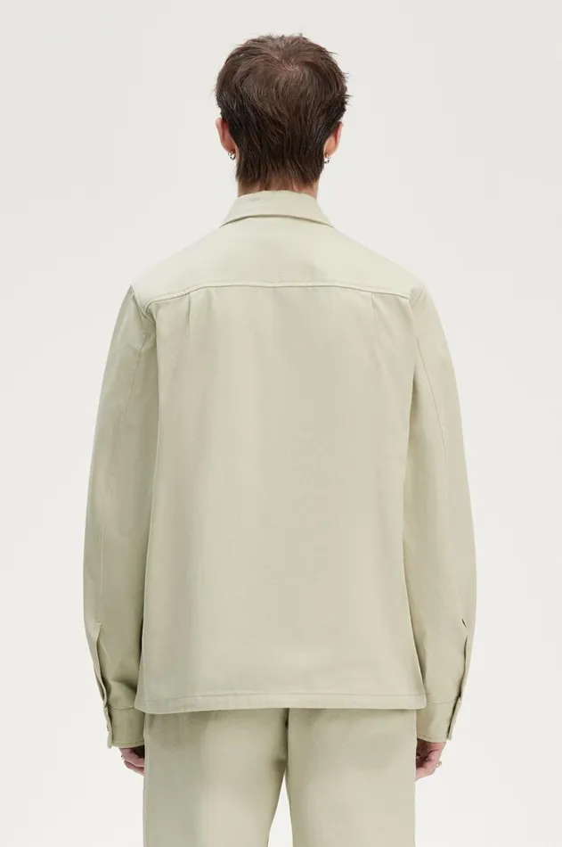 Men Overshirts Fred Perry Twill Zip Through Overshirt Light Oyster