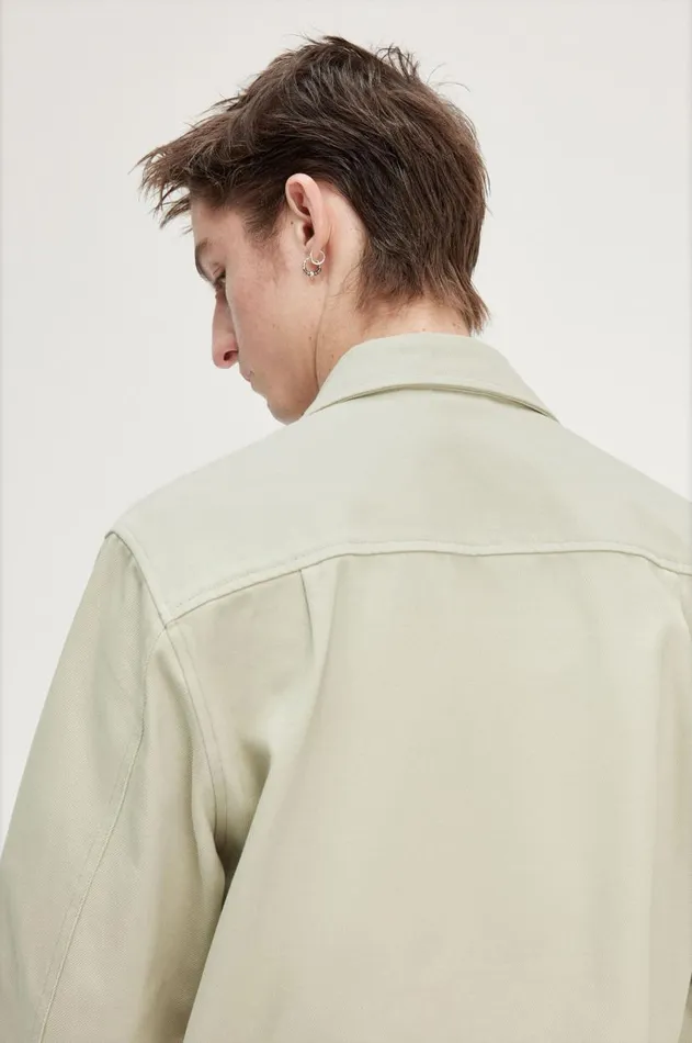 Men Overshirts Fred Perry Twill Zip Through Overshirt Light Oyster