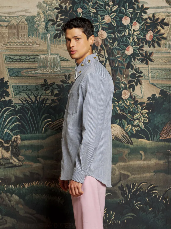 Men Penny Embellished Shirt Stone Blue Sister Jane Shirts