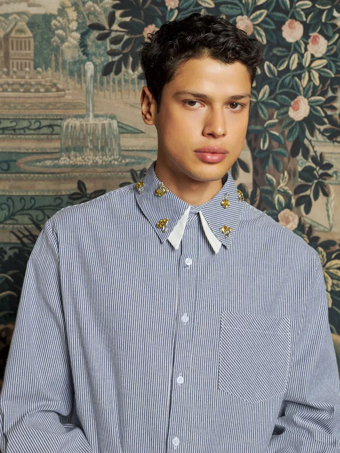 Men Penny Embellished Shirt Stone Blue Sister Jane Shirts