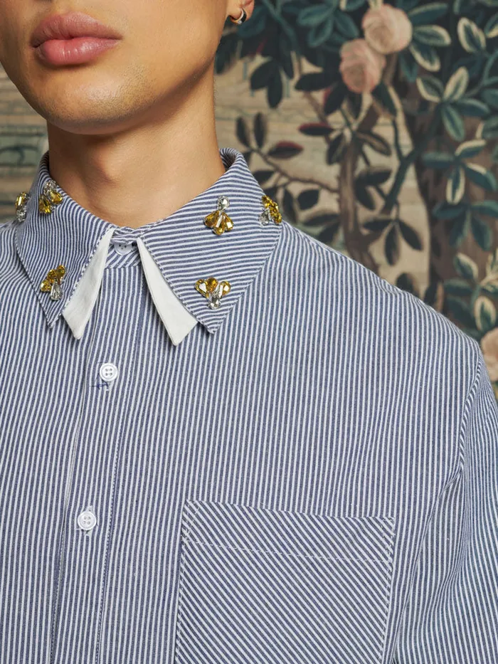 Men Penny Embellished Shirt Stone Blue Sister Jane Shirts