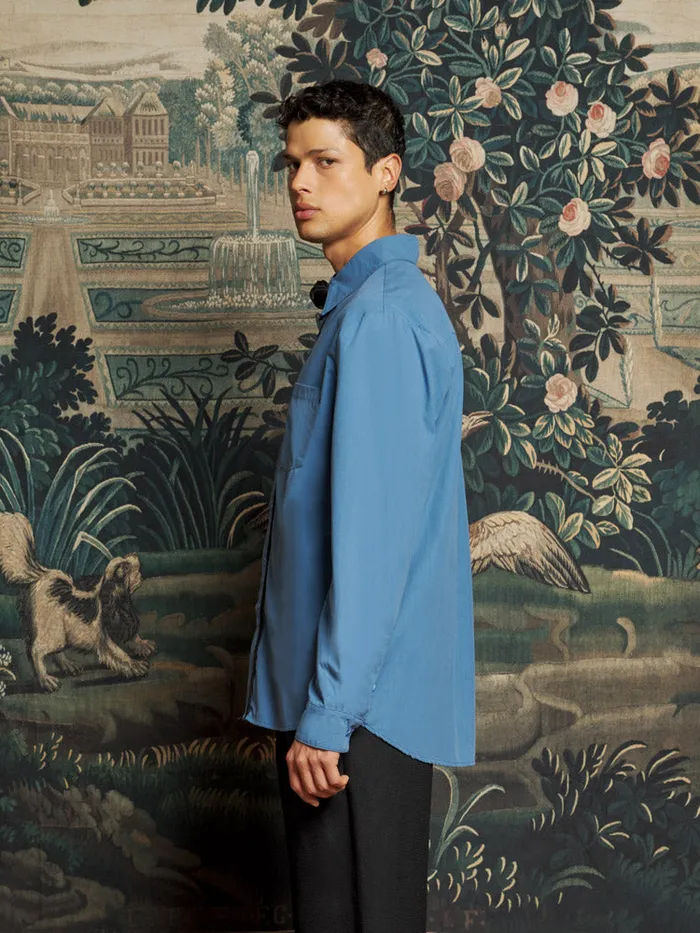 Men Penny Flower Shirt Peacock Blue Sister Jane Shirts